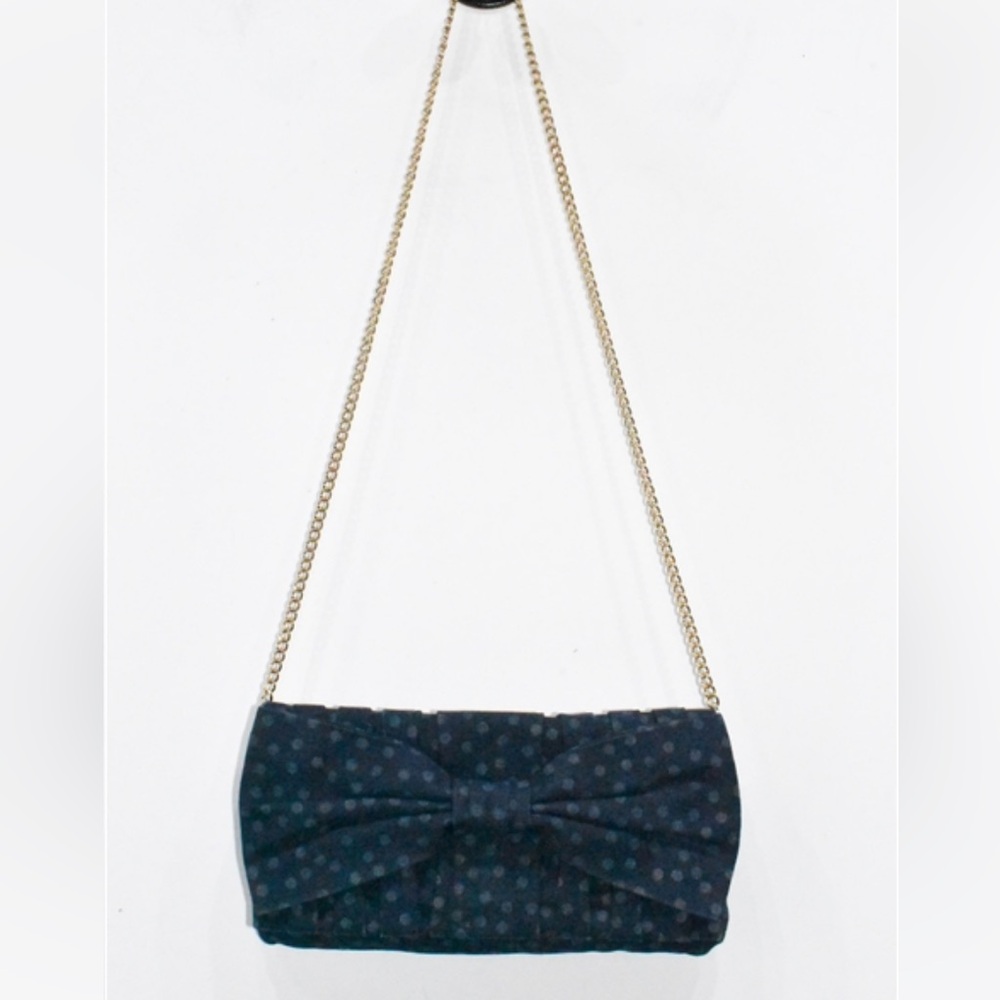RED Valentino Denim Polka Dot Clutch with Chain